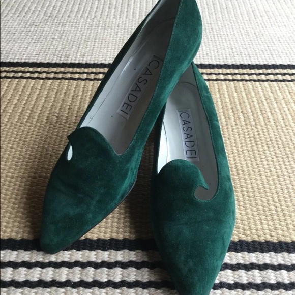 Casadei Shoes - CASADEI Women's Flats Green Suede Sz 8.5 1” Heel